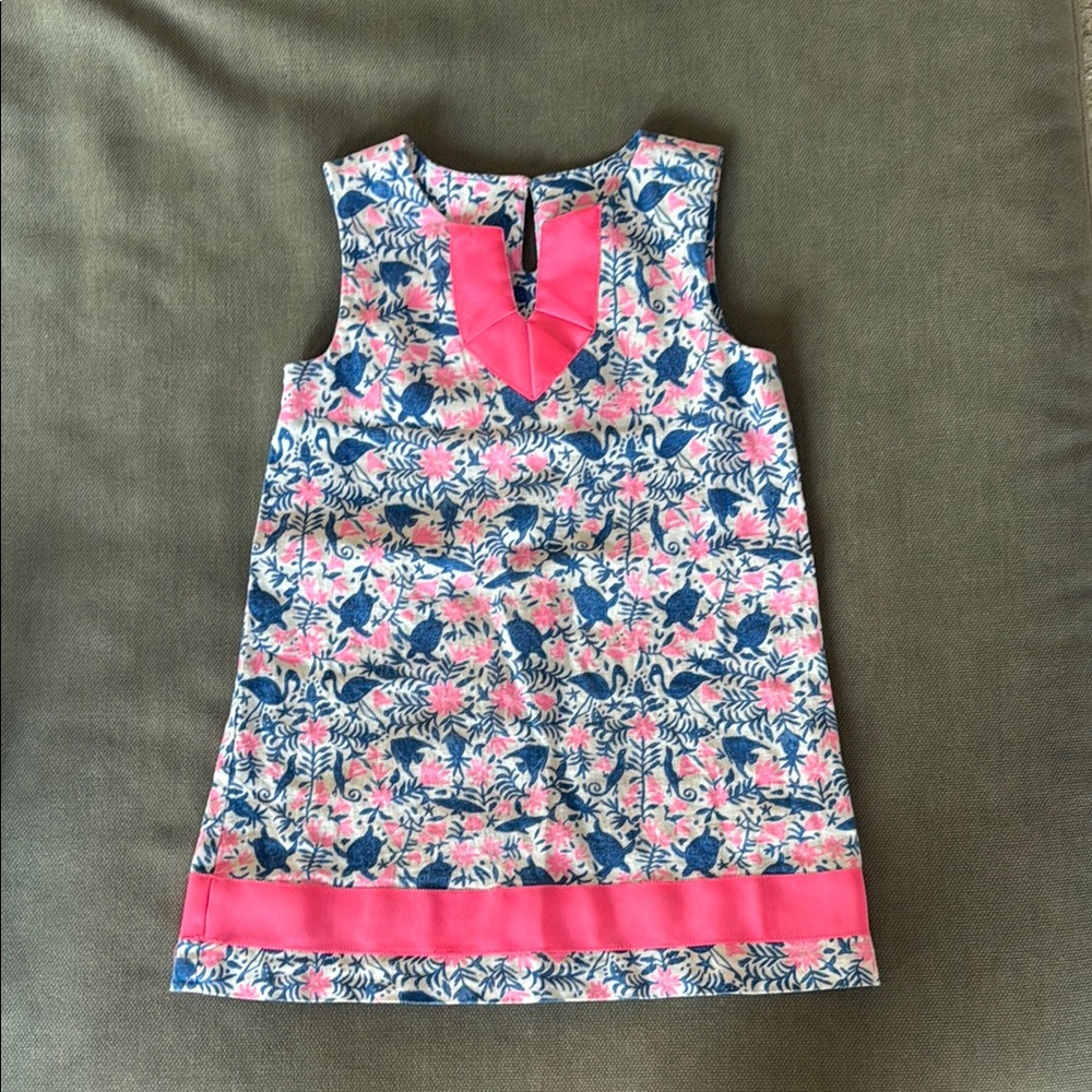 Vineyard Vines Beach Print Neon Pink and Blue Kids Dress